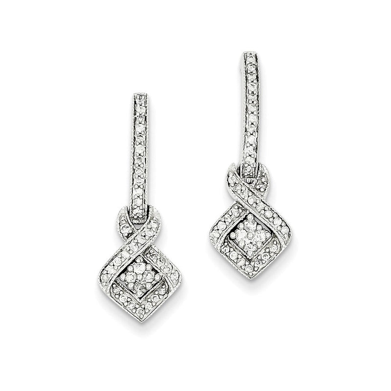 14K Weißgold Fancy-Ohrhänger mit echten Diamanten