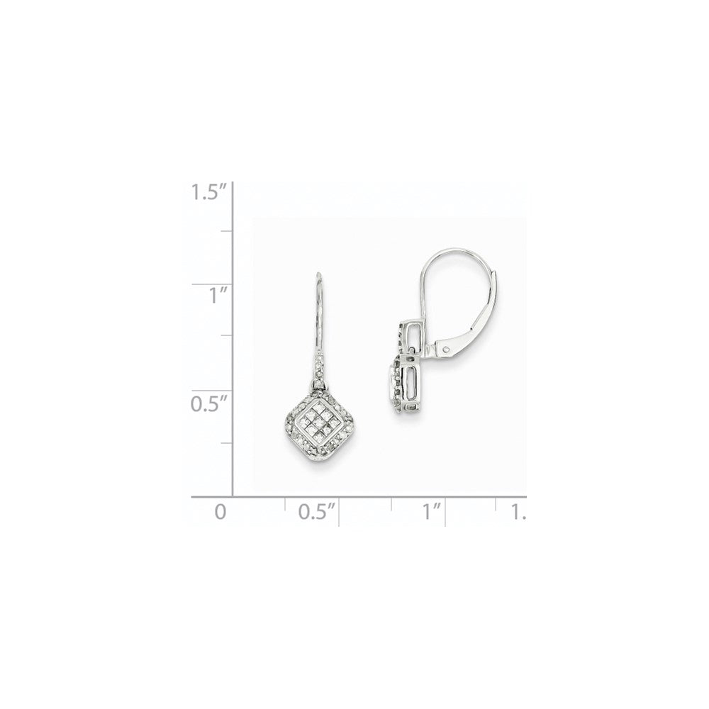 14K Weißgold Ohrringe mit kleinen echten Diamanten, Brisur-Verschluss