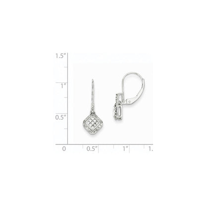 14K Weißgold Ohrringe mit kleinen echten Diamanten, Brisur-Verschluss