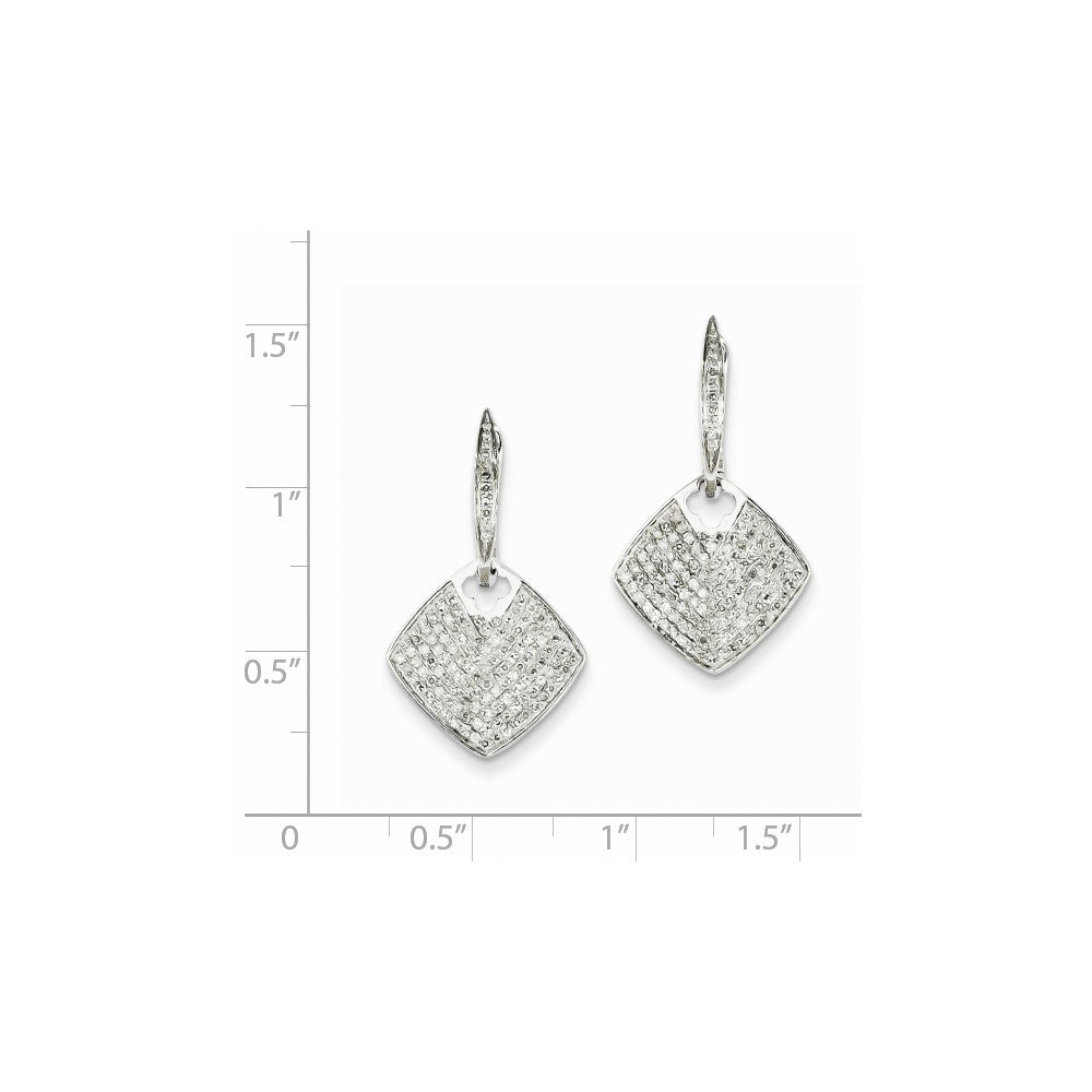 14K Weißgold Klapp-Creolen mit quadratischen Echt-Diamant-Ohrhängern