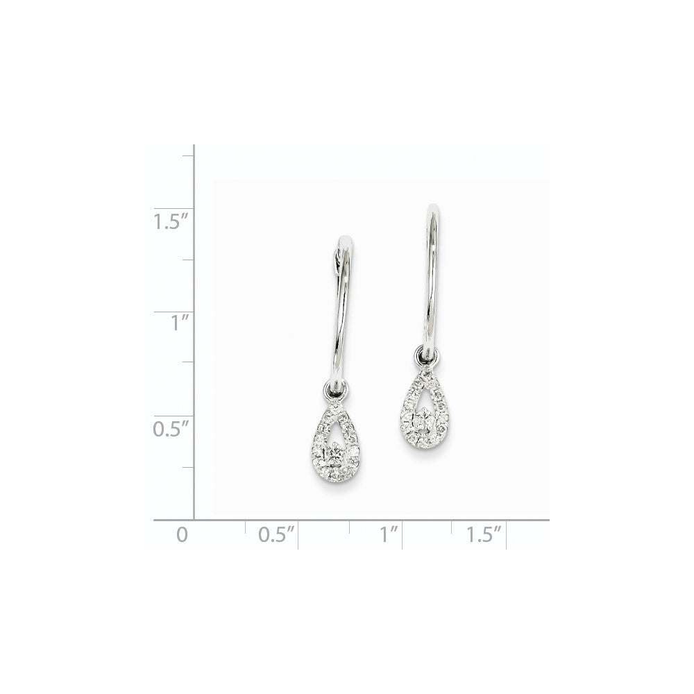 14K Weißgold Diamant-Ohrhänger, Creolen mit Scharnier, Tropfenform