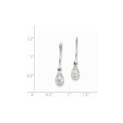 14K Weißgold Diamant-Ohrhänger, Creolen mit Scharnier, Tropfenform
