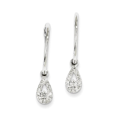 14K Weißgold Diamant-Ohrhänger, Creolen mit Scharnier, Tropfenform