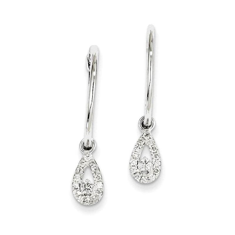14K Weißgold Diamant-Ohrhänger, Creolen mit Scharnier, Tropfenform