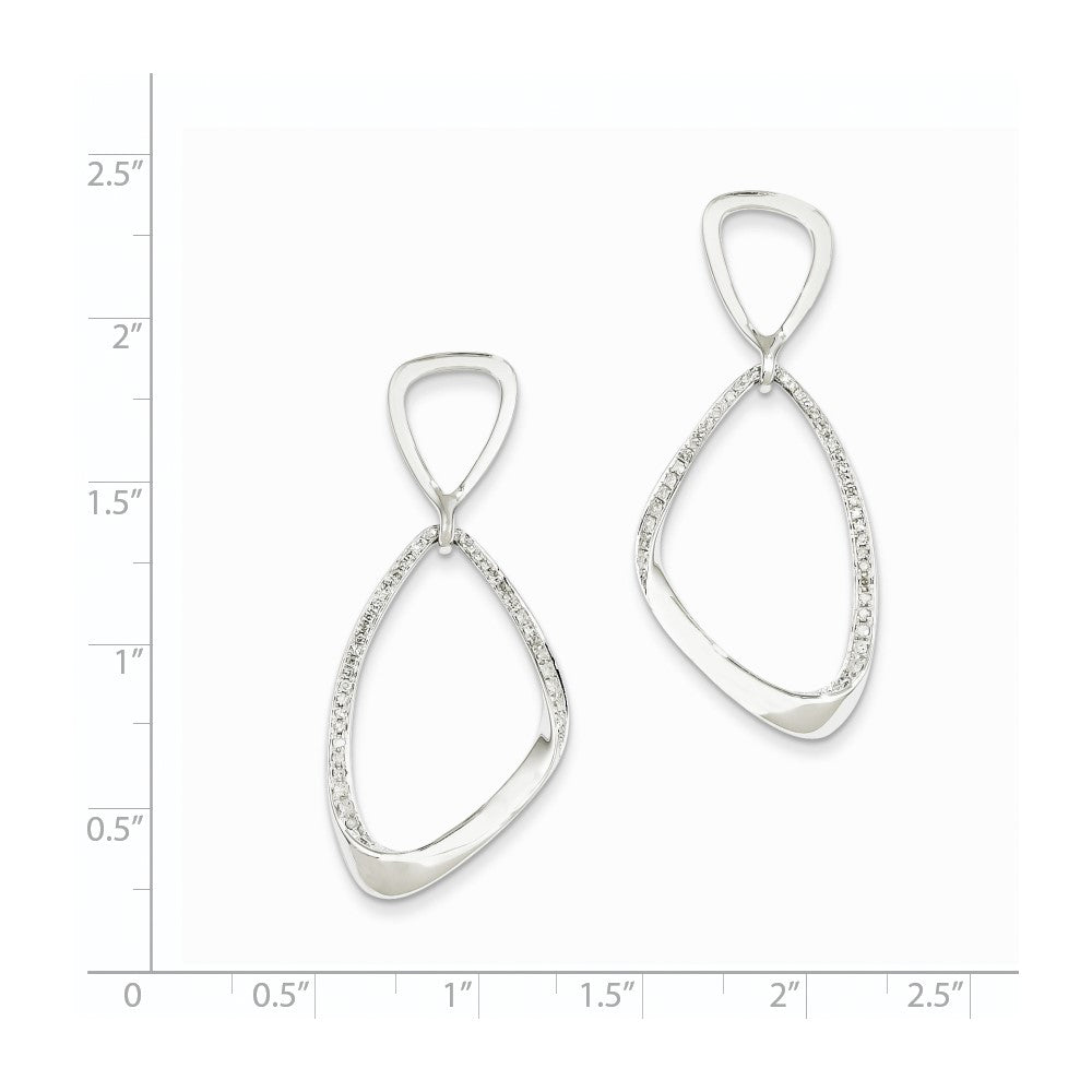 14K Weißgold Diamant-Ohrhänger mit echten Diamanten und Ohrstecker-Verschluss