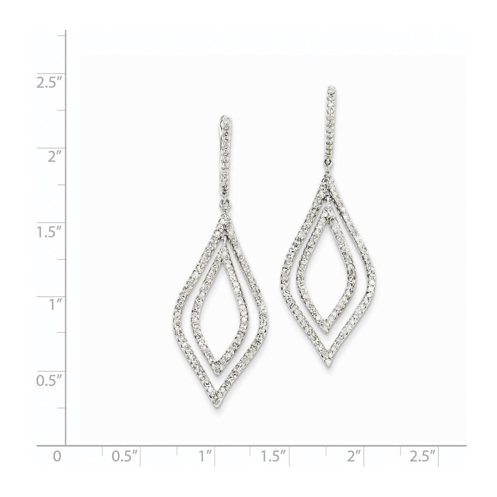 14K Weißgold Ohrhänger mit echten Diamanten in Tropfenform und Klappscharnier