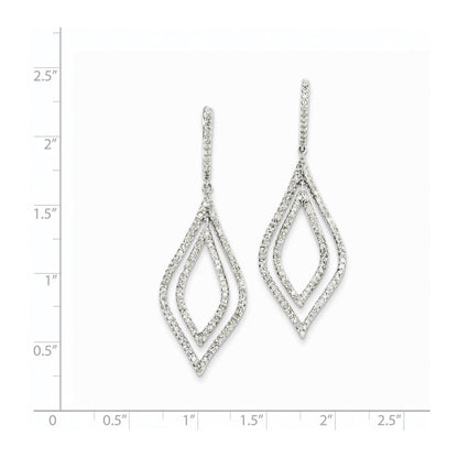 14K Weißgold Ohrhänger mit echten Diamanten in Tropfenform und Klappscharnier