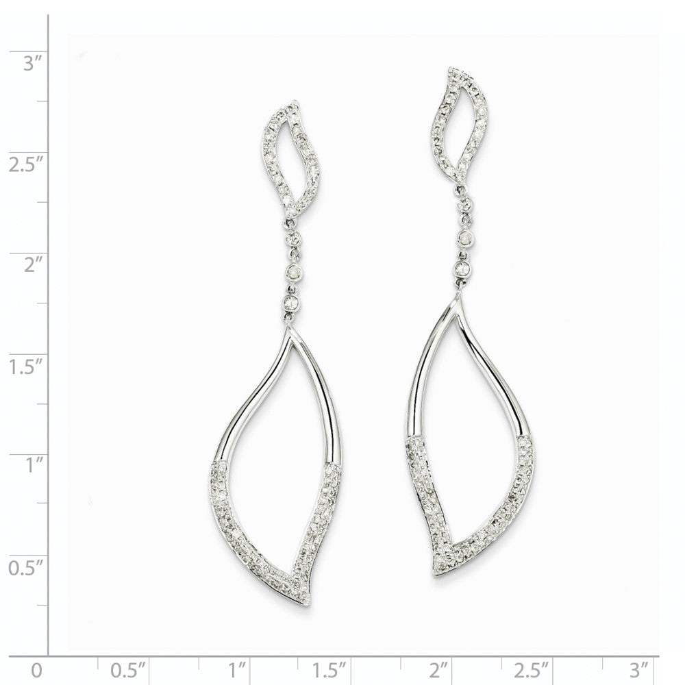 14K Weißgold Diamant-Ohrhänger mit Blatt-Design, Echt-Diamanten