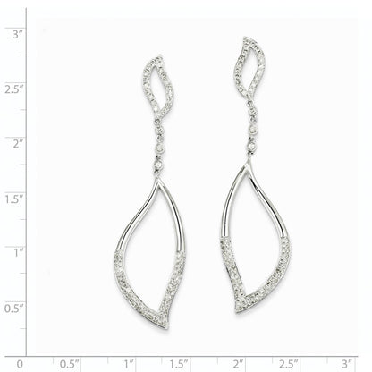 14K Weißgold Diamant-Ohrhänger mit Blatt-Design, Echt-Diamanten
