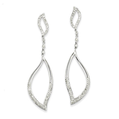 14K Weißgold Diamant-Ohrhänger mit Blatt-Design, Echt-Diamanten