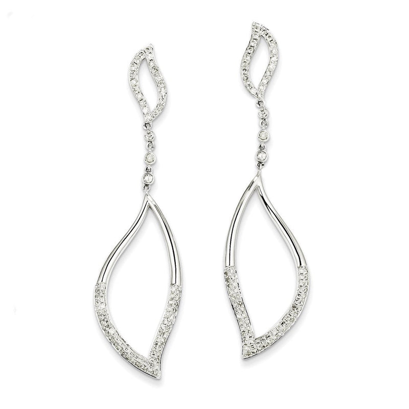 14K Weißgold Diamant-Ohrhänger mit Blatt-Design, Echt-Diamanten