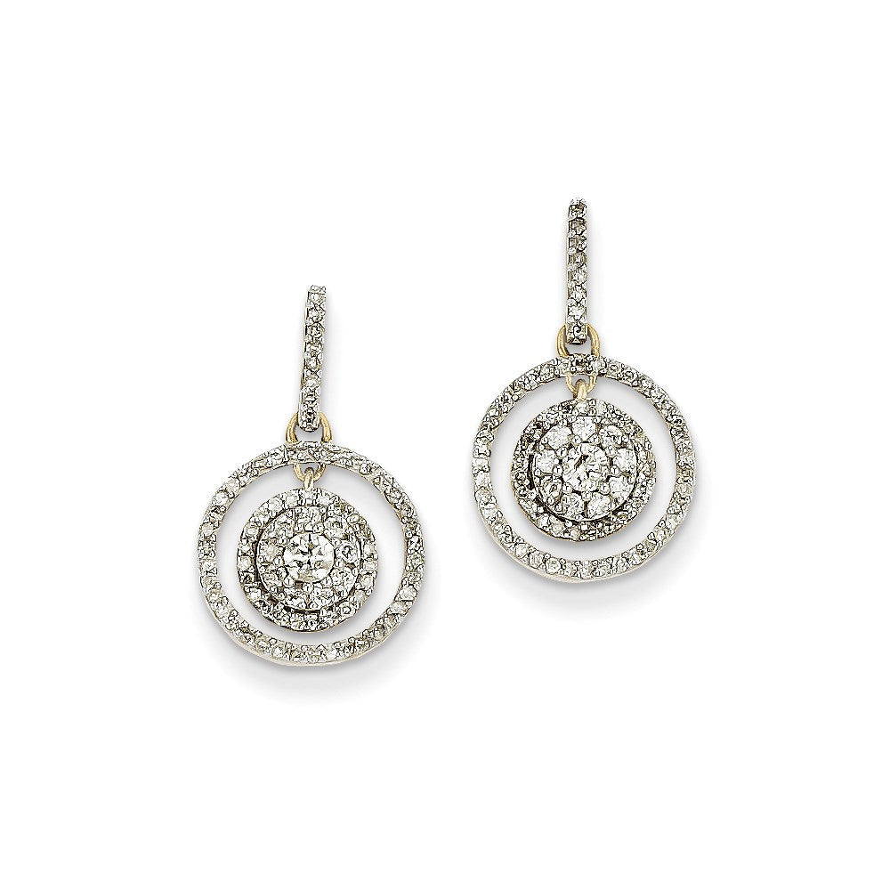 14K Gelbgold-Ohrringe mit Weißgold und Diamanten