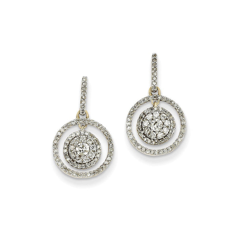 14K Gelbgold-Ohrringe mit Weißgold und Diamanten