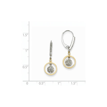 14K Gelbgold Zweifarbige Kreis-Cluster-Ohrringe mit echten Diamanten und Leverback-Verschluss