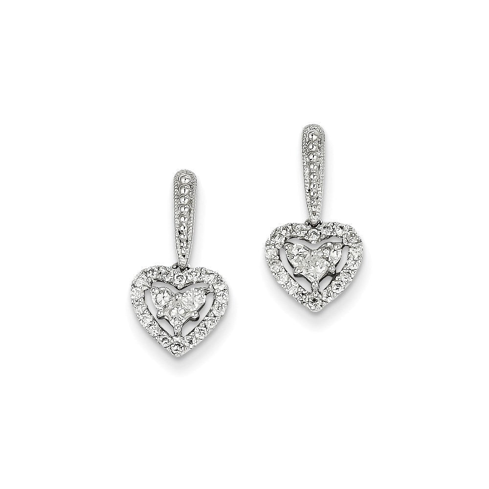 14K Weißgold Diamant-Herz-Ohrstecker