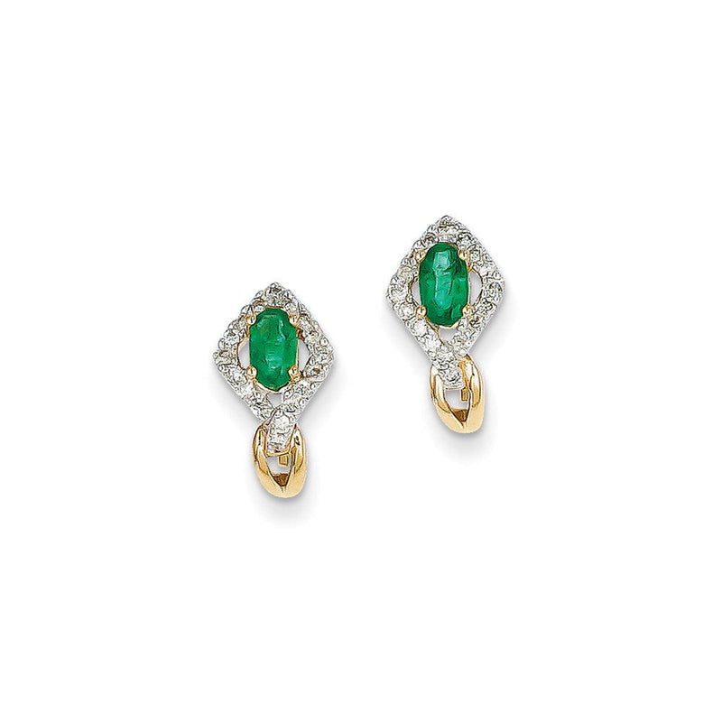 14K Gelbgold Diamant & Emer Ohrringe