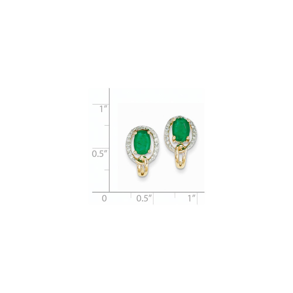 14K Gelbgold 1/5ct Echt Diamant & Smaragd Ohrringe