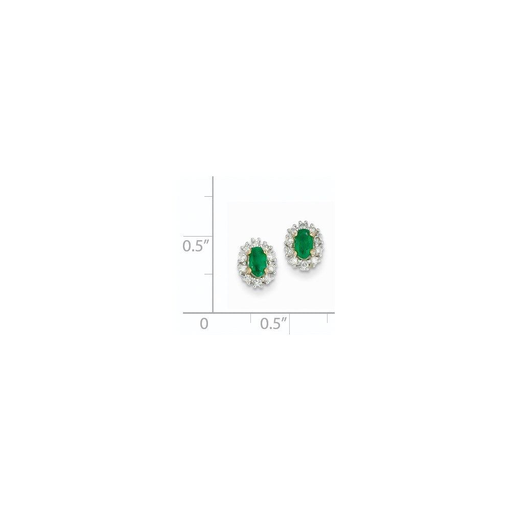 14K Gelbgold 1/5ct Echt Diamant & Smaragd Ohrringe
