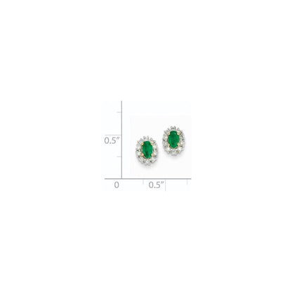 14K Gelbgold 1/5ct Echt Diamant & Smaragd Ohrringe