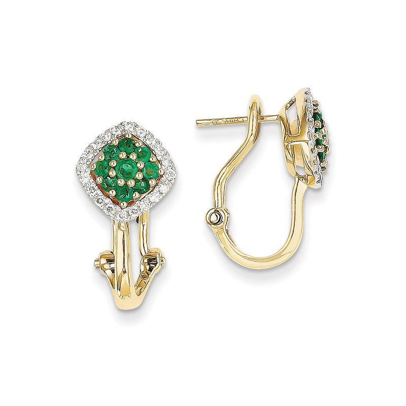 14K Gelbgold 1/4ct Echt Diamant & Smaragd Ohrringe
