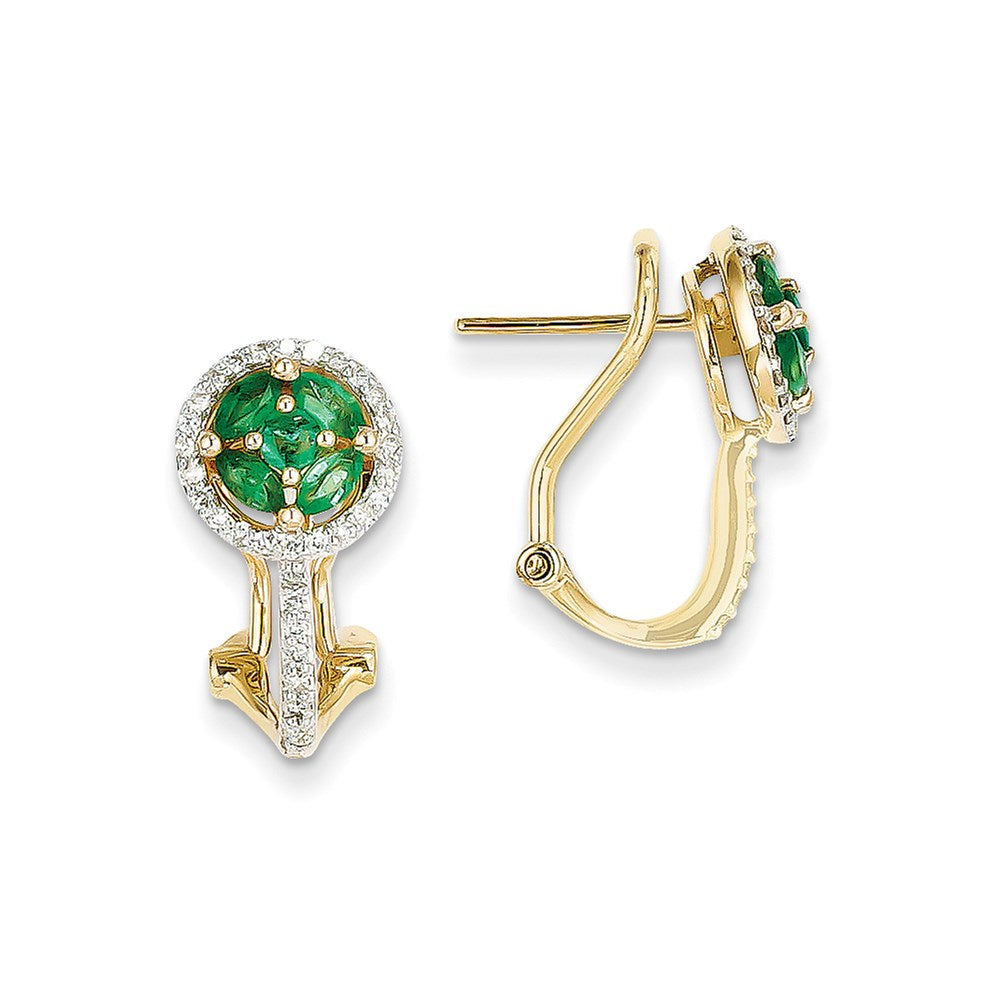 14K Gelbgold 1/3ct Echt Diamant & Smaragd Ohrringe