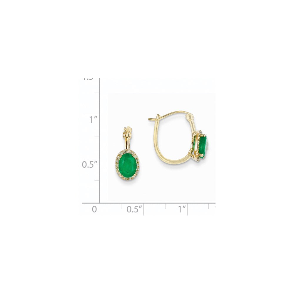 14K Gelbgold 1/5ct Echt Diamant & Smaragd Klappbar Creolen