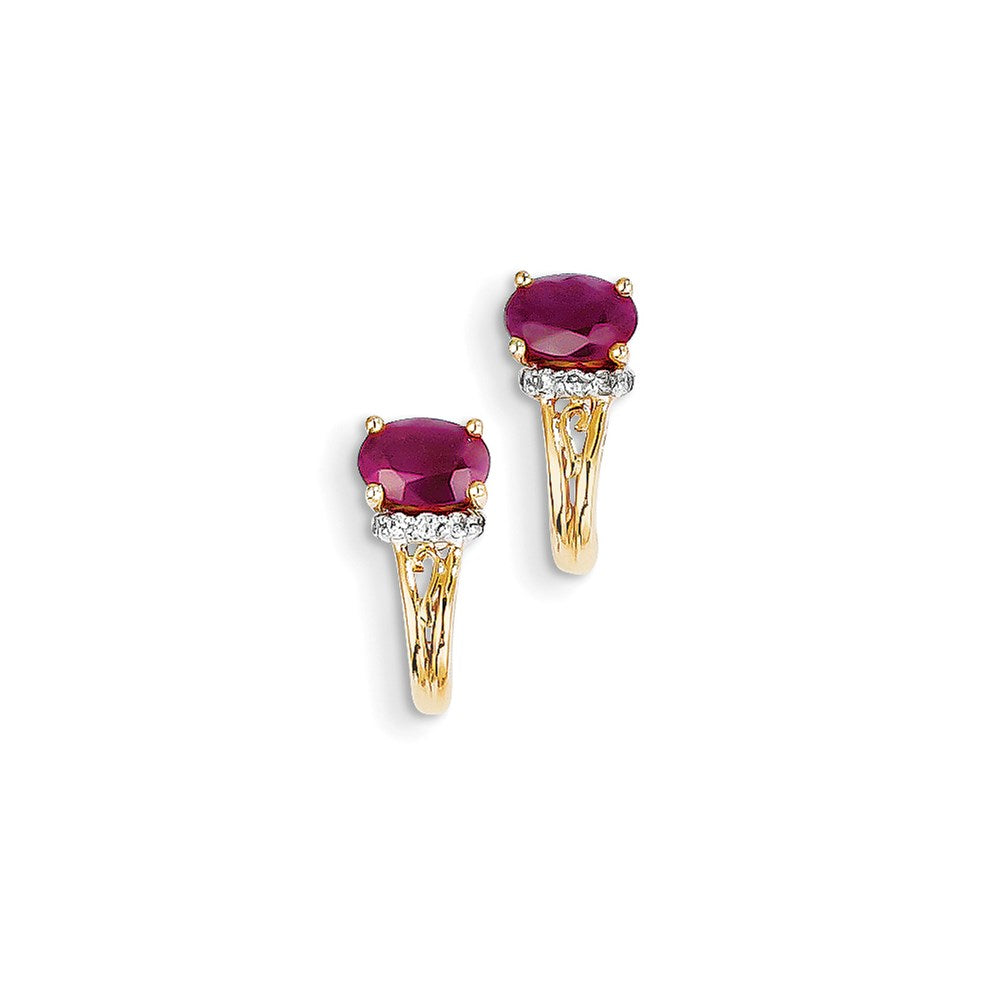 14K Gelbgold Diamant & Rubin Ohrringe