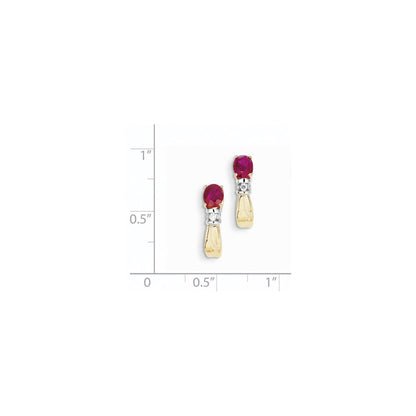 14K Gelbgold Bicolor Echt Diamant & Rubin Ohrringe