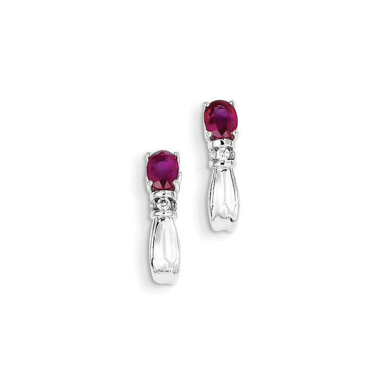 14K Weißgold Echt Diamant & Rubin Ohrringe