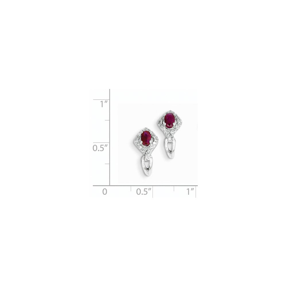 14K Weißgold Echt Diamant & Rubin Ohrringe