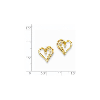 14K Gelbgold Ohrringe mit echten Diamanten in Herzform