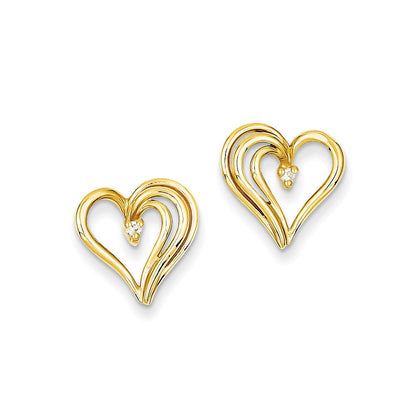 14K Gelbgold Ohrringe mit echten Diamanten in Herzform