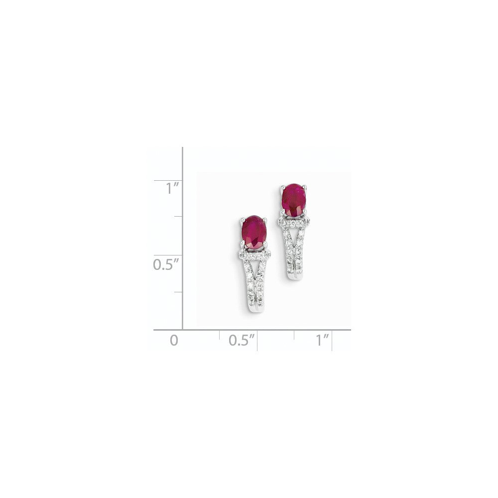 14K Weißgold Echt Diamant & Rubin Ohrringe