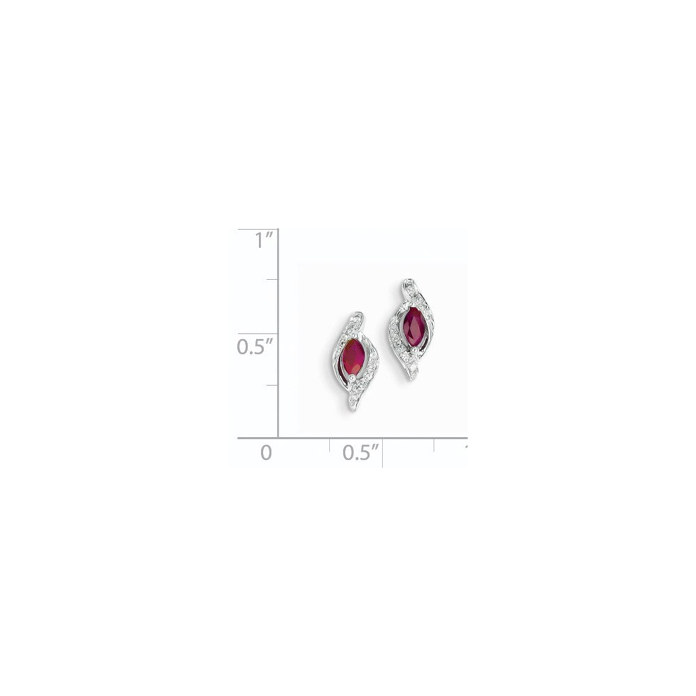 14K Weißgold Echt Diamant & Rubin Ohrringe