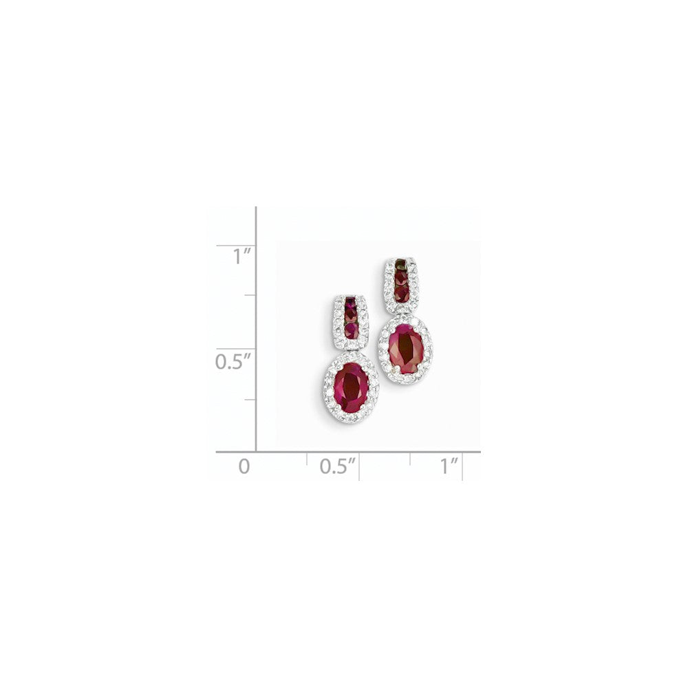 14K Weißgold Aa Echt Diamant & Rubin Ohrringe