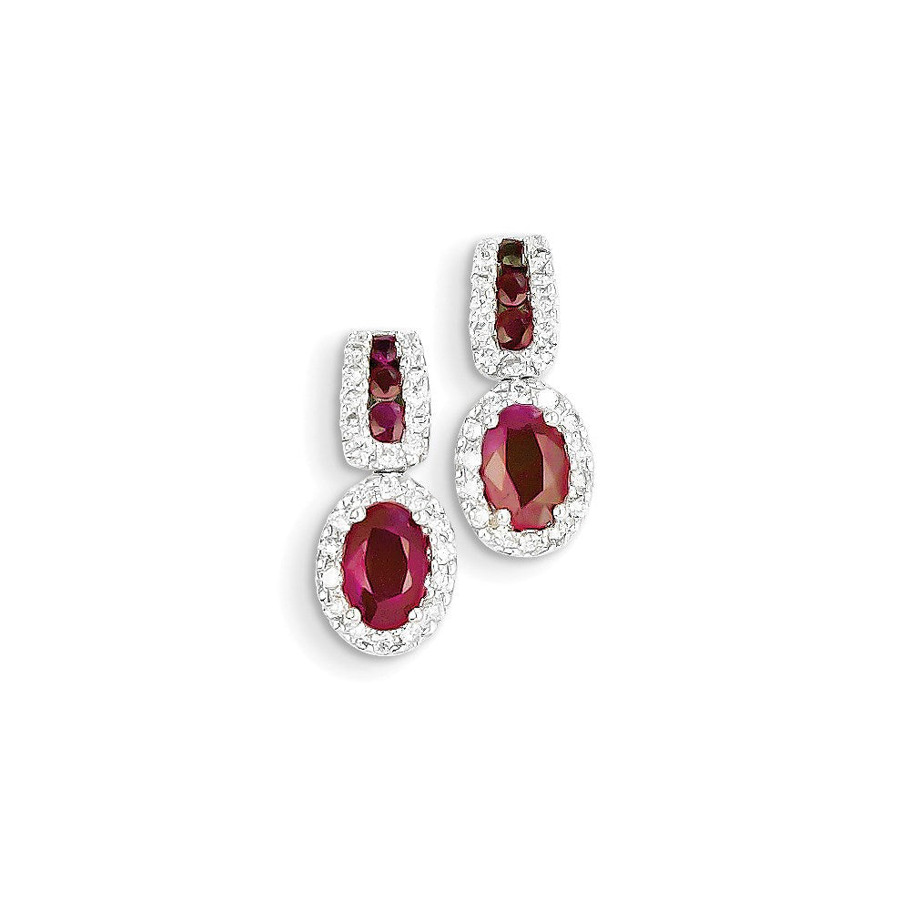 14K Weißgold Aa Echt Diamant & Rubin Ohrringe