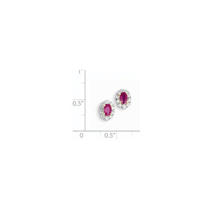 14K Gelbgold Aa Echt Diamant & Rubin Ohrringe