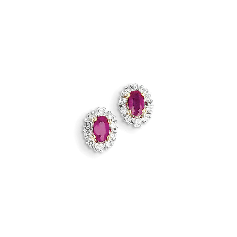 14K Gelbgold Aa Echt Diamant & Rubin Ohrringe