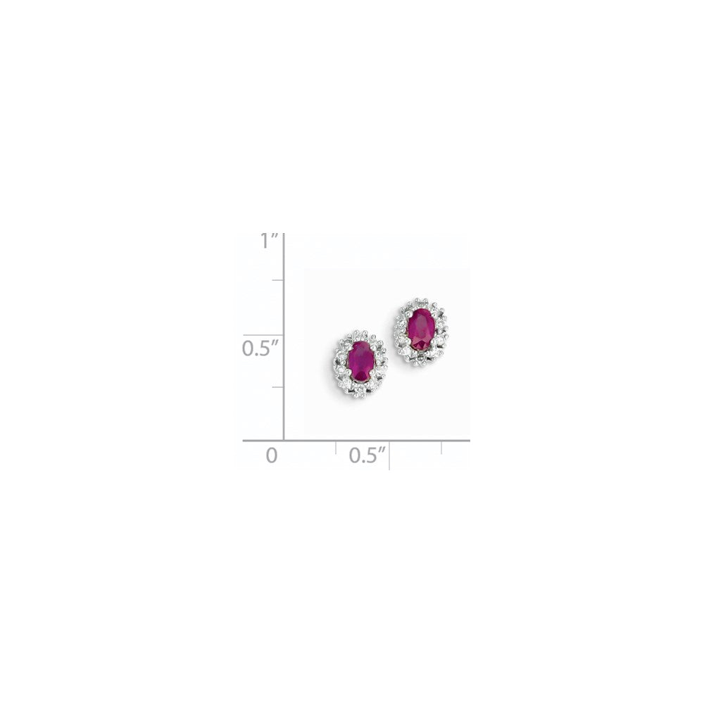14K Weißgold Echt Diamant & Rubin Ohrringe
