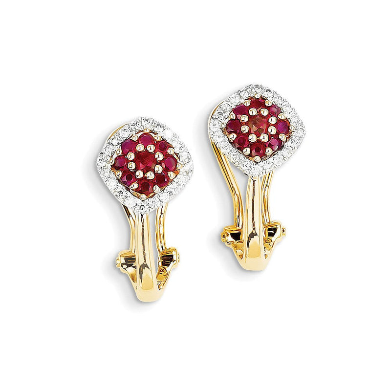 14K Gelbgold Diamant & Rubin Ohrringe