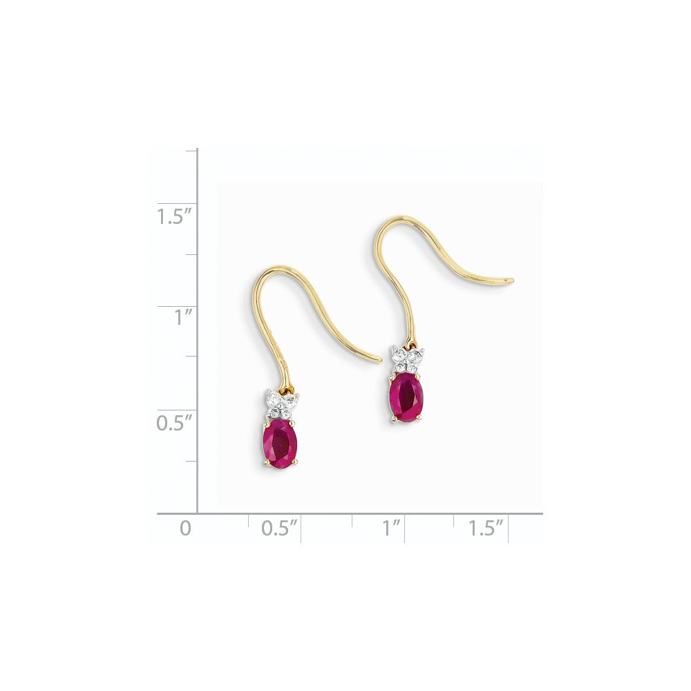14K Gelbgold Bicolor Echt Diamant & Rubin Ohrringe
