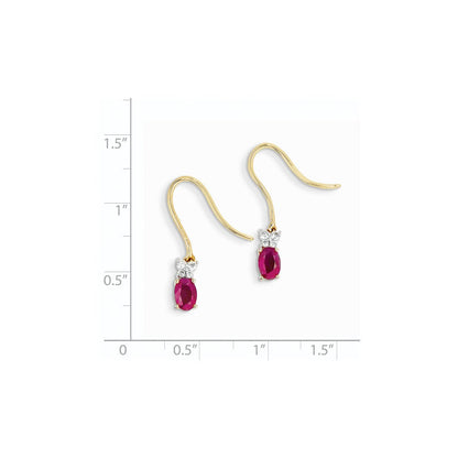 14K Gelbgold Bicolor Echt Diamant & Rubin Ohrringe