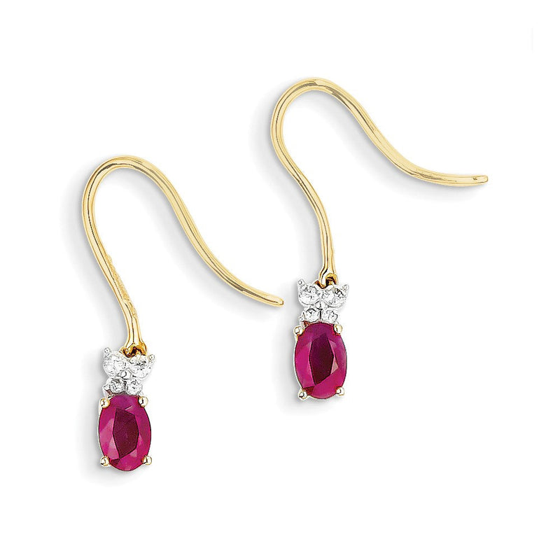 14K Gelbgold Bicolor Echt Diamant & Rubin Ohrringe