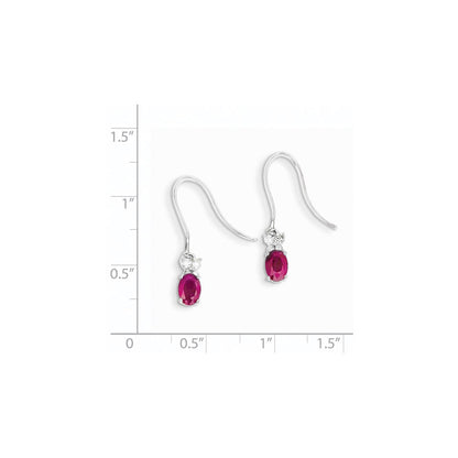 14K Weißgold Echt Diamant & Rubin Ohrringe