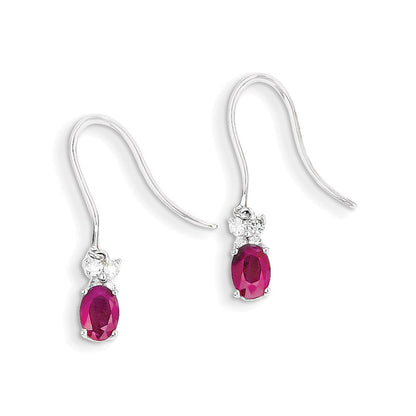 14K Weißgold Echt Diamant & Rubin Ohrringe