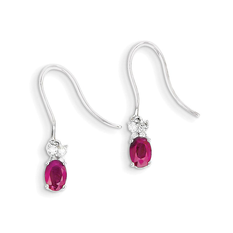 14K Weißgold Echt Diamant & Rubin Ohrringe