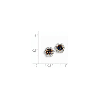 14K Gelbgold Echt Diamant & Saphir Ohrringe