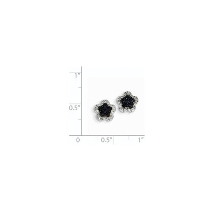 14K Weißgold Echt Diamant & Saphir Blume Ohrstecker