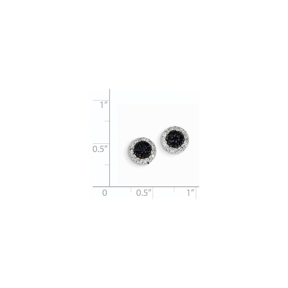 14K Weißgold Echt Diamant & Saphir Kreis Ohrstecker