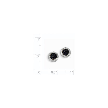 14K Weißgold Echt Diamant & Saphir Kreis Ohrstecker